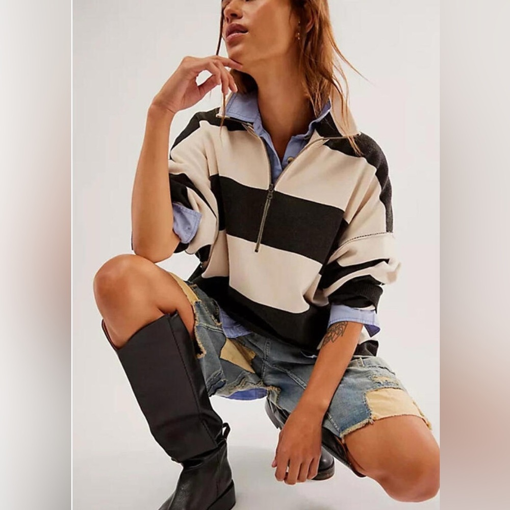 Free People Coastal Stripe Pullover